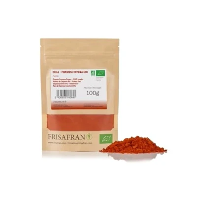 Abbildung von FRISAFRAN Cayenne Pfeffer gemahlen BIO 100g Pulver Chilipulver Reiner Cayennepfeffer Cayennepfefferpulver Intensiver Geschmack ohne Zusätze natürlich Ideal zum Würzen