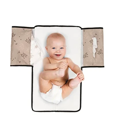 Abbildung von Dooky Wickelunterlage für Unterwegs 60x34 cm Romantic Leaves Beige Baby Wickelauflage, Wickeltasche Leicht Waschbar 40% Polyester 30% Foam Peva