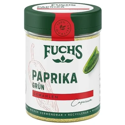 Abbildung von Fuchs Gewürze Paprika grün gemahlen milder Note für asiatische Gerichte oder Reispfannen natürliche Zutaten 55 g in wiederverwendbarer, recyclebarer Dose