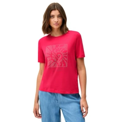 Abbildung von Cecil MIT Schmucksteinen Tshirt print, Damen, Größe: Large, Rot