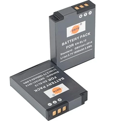 Abbildung von DSTE EN EL12 (1600 mAh/3,7 V) Akku kompatibel für Nikon Coolpix S620 S630 S6000 S6100 S6200 S6300 S8000 S9050 S9100 AW100 AW120s, 2 Stück