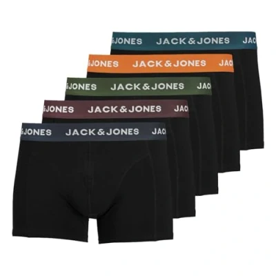 Abbildung von Jack &amp; Jones Trunk 5er Pack Jacsolid Trunks (5 St) mit umlaufendem Markenschriftzug am Bund