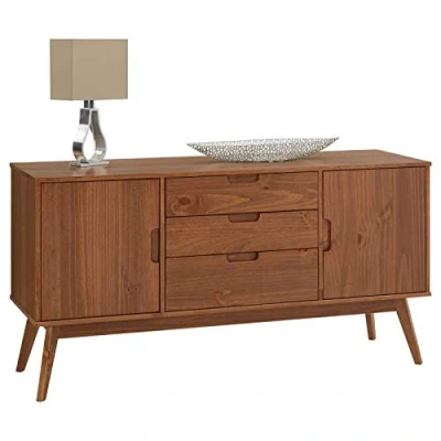 Abbildung von IDIMEX Sideboard TIVOLI, Kommode Kiefer 2 Türen 3 Schublade Kastanie skandinavisch