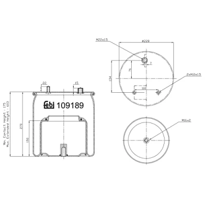 Abbildung von FEBI BILSTEIN 109189 Federbalg, Luftfederung DAF: XF