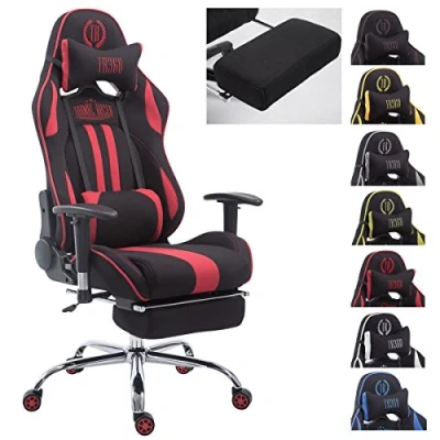 Abbildung von CLP Racing Bürostuhl Limit mit Stoffbezug I Gamingstuhl Metallgestell Schreibtischstuhl Laufrollen erhältlich schwarz/rot, Fußstütze