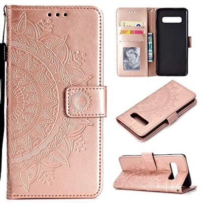 Abbildung von CoverKingz Handyhülle kompatibel mit Samsung Galaxy S10 Handytasche Kartenfach Klapphülle Case Handy Hülle klappbar Motiv Mandala Rosegold