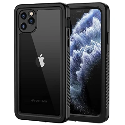 Abbildung von Focusor für iPhone 11 Pro Hülle, IP68 Wasserdicht HandyHülle 360 Schutzhülle Stoßfest Staubdicht Outdoor Panzerhülle mit Eingebautem Displayschutz,Schwarz
