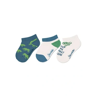 Abbildung von Sterntaler Baby Jungen Socken Sneaker Söckchen 3er Pack Planet Baby, Babysöckchen aus Baumwolle mittelblau, 18