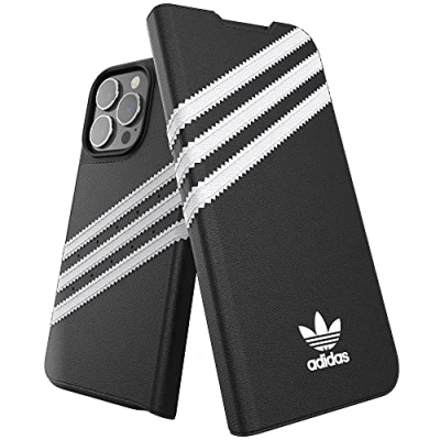Abbildung von adidas Hülle für das iPhone 13 Pro 6.1 entwickelt, Fallgetestete Gehäuse, stoßfeste erhöhte Kanten, original Broschüre Case Schwarz und Weiß