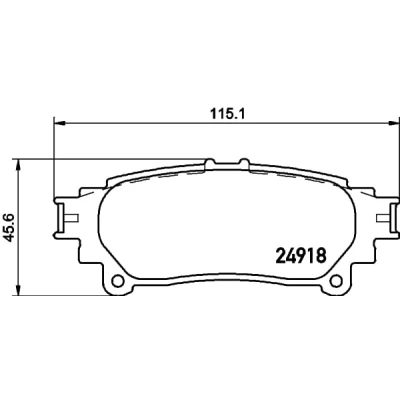 Abbildung von HELLA 8DB 355 015 371 Bremsbelagsatz nicht für Verschleißwarnanzeiger vorbereitet TOYOTA: Prius Plus, Sienna III, Highlander III SUV, LEXUS: RX
