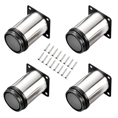 Abbildung von Qrity 4X Schrank Beine Küche Füße Arbeitsplatte/Einheit/Frühstück Bar/Schreibtisch Tischbeine Möbel Chrom Metall Höhenverstellbar (Gesamt: 80 95mm)
