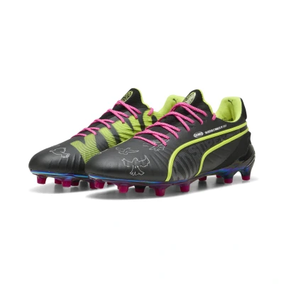 Abbildung von Puma KING ULTIMATE x KIDSUPER FG/AG Fußballschuhe Unisex Black/Electric Lime/Strongray Größe: 40.5