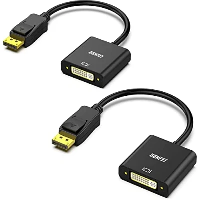 Abbildung von BENFEI DisplayPort auf DVI Konverter, 2 Stück, Vergoldet DP/Display Port zu D Kabel HDTV Adapter Konverter Männlich Weiblich