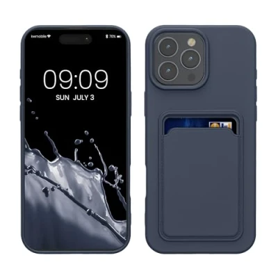 Abbildung von kwmobile Handyhülle kompatibel mit Apple iPhone 16 Pro Max Hülle Handy Cover Fach für Karten in Dunkelblau