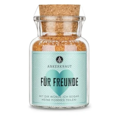 Abbildung von Ankerkraut &quot;Für Freunde&quot; Anlass Geschenk, Freibad Pommes Salz zum Verschenken, Geschenk für Freunde, 150 g im Korkenglas