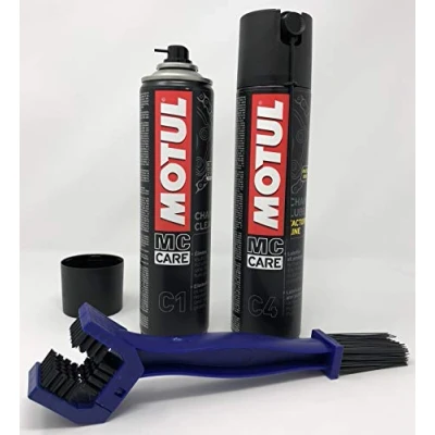 Abbildung von MOTUL MC Care Kettenpflege C1 Chain Clean 400ml C4 Lube Road + Bürste
