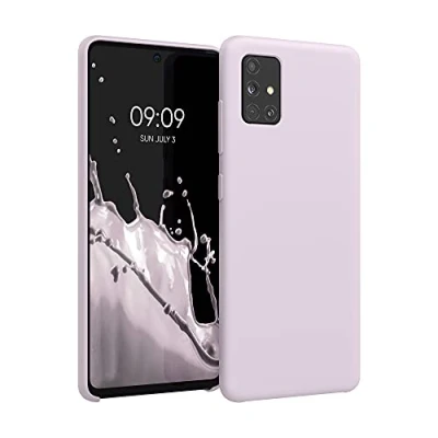 Abbildung von kwmobile Hülle kompatibel mit Samsung Galaxy A51 Silikon Handy Case Handyhülle weiche Oberfläche kabelloses Laden Purple Cloud