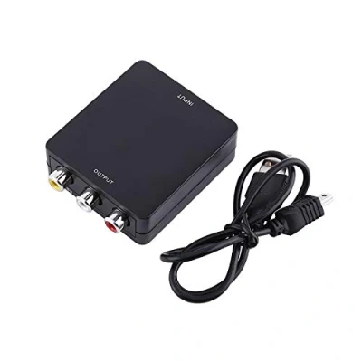 Abbildung von HDMI zu Cinch Adapter, 1080p 60 Hz Composite Video Audio Konverter, CVBS Konverter für TV VHS VCR DVD Rekorder Kompatibel mit Dem PAL 2 Format(schwarz)
