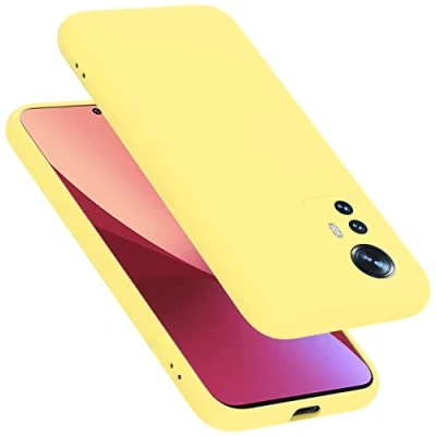 Abbildung von Cadorabo Hülle kompatibel mit Xiaomi 12 / 12X Silikon Handyhülle für Case aus flüssigem Kratzfeste und stoßfeste dünne TPU Schutzhülle Liquid GELB