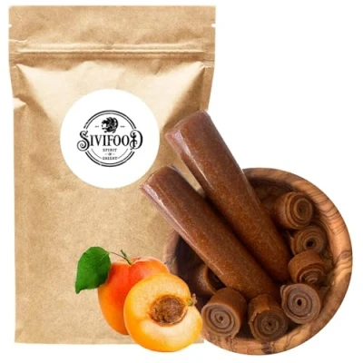 Abbildung von SIVIFOOD Fruchtleder Lavashak Aprikose 200g Fruchtrollen mit Aprikosen Geschmack 2er Pack hauchdünne getrocknete gepresste Obstpaste Fruchtsnack Vitamin Frucht Snack Lavashake anir