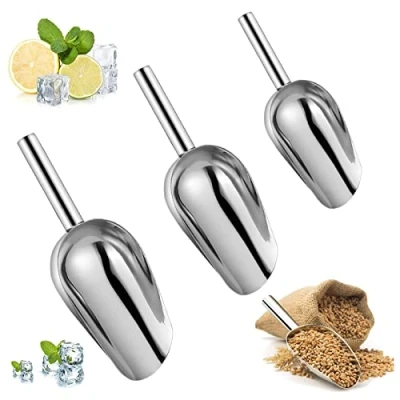 Abbildung von 3 Stücke Eisschaufel Set,Edelstahl Abwiegeschaufel,Mehlschaufel,Futterschaufel für Bar,Küchen, Büfett,Party,Hochwertige &amp; Spülmaschinengeeignet