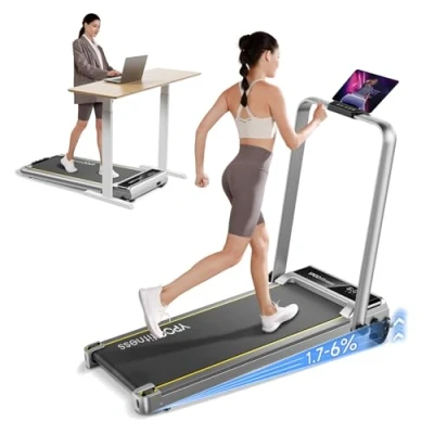 Abbildung von YPOO Laufband Zuhause Klappbar mit Steigung, 0.8 8km/h Walking Pad Handlauf für Büro, 140kg Schreibtisch Leise Machine, Treadmill for Home LED Anzeige/Fernbedienung/APP