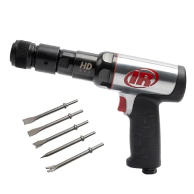 Abbildung von Ingersoll Rand Drucklufthammer Kit 135MAXK, Hochleistungs mit 2600 bpm, 76 mm Hub, 3/4&quot; (19mm) Bohrungsdurchmesser, inkl. 5 teiligem Meißelsatz