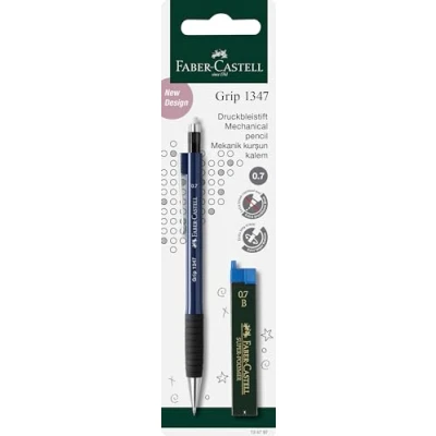 Abbildung von FABER CASTELL 134797 Druckbleistift GRIP inklusive 12 Minen, Härtegrad: B, Minenstärke: 0,7 mm, Schaftfarbe, farblich sortiert (keine Farbauswahl möglich)
