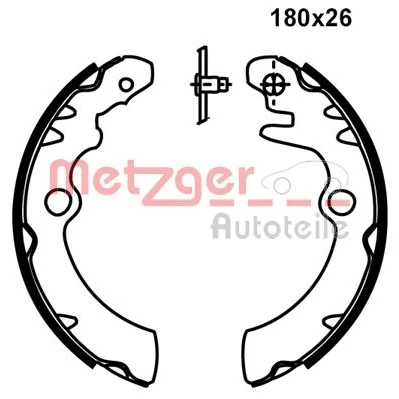 Abbildung von METZGER MG 235 Bremsbacken Hinterachse 180 26 SUZUKI: Alto VII, NISSAN: Pixo