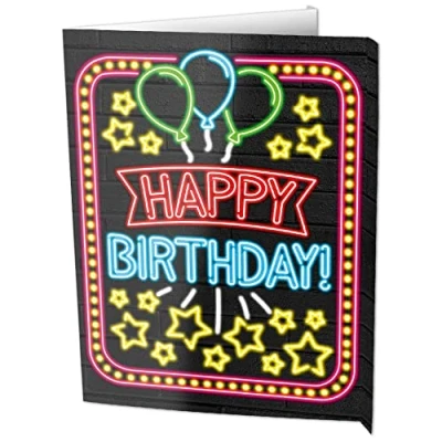 Abbildung von PD Party 7006018 Dekoration Window Signs Fenster Zeichen Vorstand Partei Happy Birthday, Neon, 60cm Länge x 45cm Breite 50cm Höhe