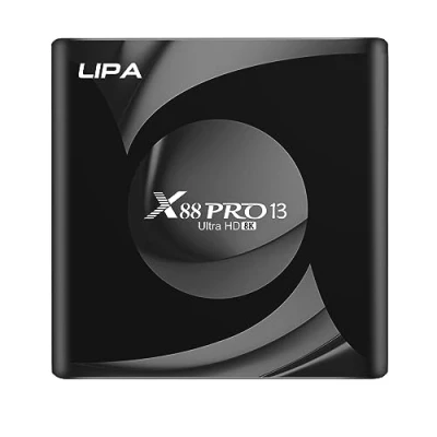 Abbildung von Lipa X88 Pro 13 TV Box 4 32 GB Android Mediaplayer Mit Kodi, Netflix und Playstore 8K Decoder Apps via Internet Wifi Ethernet Dolby Sound Bluetooth