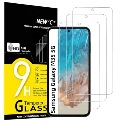 Abbildung von NEW&#039;C 3 Stück, Panzer Schutz Glas für Samsung Galaxy M35 5G, Frei von Kratzern, 9H Härte, HD Displayschutzfolie, 0.33mm Ultra klar, Ultrabeständi