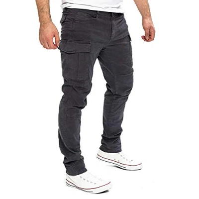 Abbildung von Yazubi Jayden Graue Herren Cargo Hosen Baumwoll Herrenhose Männer Cargohosen Slim Fit, Grau (Nine Iron 193908), W30/L34