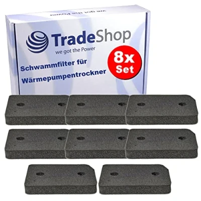 Abbildung von 8x Trade Shop Schwammfilter/Schaumfilter/Sockelfilter kompatibel mit Miele TED455WP TSD443WP TWD360WP TSD363WP TCB150WP TWB140WP TEB155WP TSB143WP