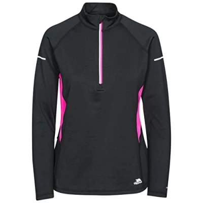 Abbildung von Trespass Damen Schnelltrocknendes Antibakterielles Langärmliges Sportoberteil Mit Schlüsseltasche Persin II, Black, XL, FATOLSN10001_BLKXL