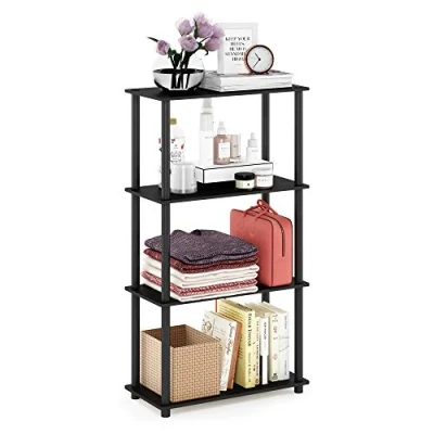 Abbildung von Furinno Turn N Tube 4 Stufe Mehrzweck Regal, Americano/Schwarz, 59.9 (Breite) x 109.9 (Höhe) 29.7 (Tiefe) cm