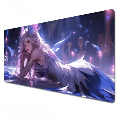 Abbildung von League of Legends Gaming Mauspad, Anime, XXL 900 x 400, Büro Schreibtischmatte, groß, wasserdicht, rutschfest, Ahri (89,9 49,9 0,3 cm)