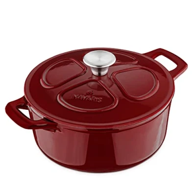 Abbildung von Navaris Bratentopf Gusseisen Topf Bräter Kochtopf 3,5l Ø 24cm Schmortopf, (1 tlg)