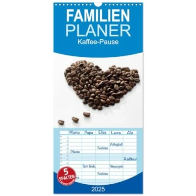 Abbildung von Familienplaner 2025 Kaffee Pause Terminkalender mit 5 Spalten (Wandkalender, 21 cm x 45 cm), CALVENDO