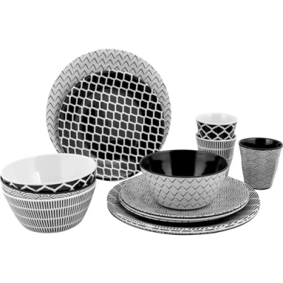 Abbildung von Bo Camp Geschirr Set Melamin Campinggeschirr Mix&amp;Match, Melamin, Essgeschirr Teller Becher 16tlg
