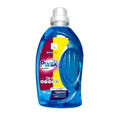 Abbildung von PUROX COLOR Flüssigwaschmittel (33 Waschladungen) Gel für farbige Textilien, entfernt Flecken, vollständig ausspülbar, umweltfreundlich, schützt vor Kalkablagerungen, 1 l