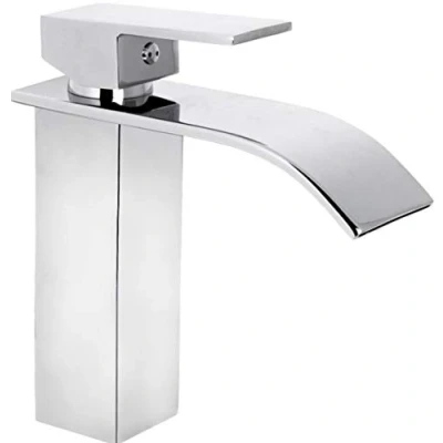 Abbildung von CORNAT Waschtischarmatur &quot;Verchromter Druckgusskörper / Mühelose Schaftbefestigung /&quot;, Mit Druck Ablaufventil Wasserhahn fürs Bad Schwallauslauf