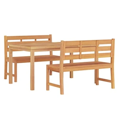 Abbildung von vidaXL Gartenmöbel 3 TLG. Tisch Bank Gartengarnitur Sitzgruppe Gartenset Sitzgarnitur Gartentisch Esstisch Gartenbank Massivholz Teak