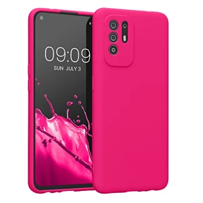 Abbildung von kwmobile Slim Case kompatibel mit Oppo A94 (5G) Hülle Handyhülle aus Silikon in Neon Pink