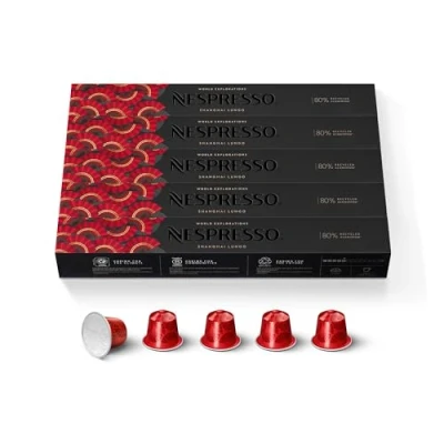 Abbildung von NESPRESSO ORIGINAL Shanghai Lungo, Helle Röstung, Kompatibel mit Kaffeemaschinen, Kapsel Set aus 50 Kaffeekapseln