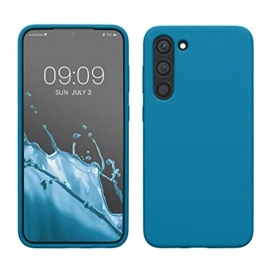 Abbildung von kwmobile Hülle kompatibel mit Samsung Galaxy S23 Plus dünnes Silikon Handy Case stoßfeste Handyhülle weiche Oberfläche Kabelloses Laden Karibikblau