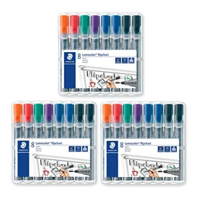Abbildung von Staedtler Lumocolor 356 WP8X Flipchart Marker (Rundspitze ca. 2 mm Linienbreite, Set mit 8 Markern, Ideal für Blöcke, farbintensiv, geruchsarm, hohe Qualität) (3)