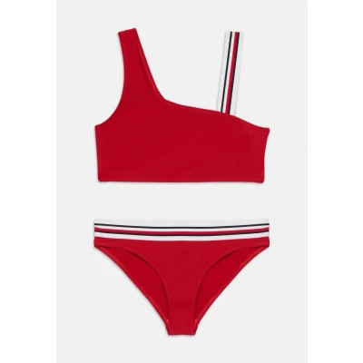 Abbildung von Tommy Hilfiger ONE Shoulder SET Bikini für Kinder, Größe: 140 152, Primary red