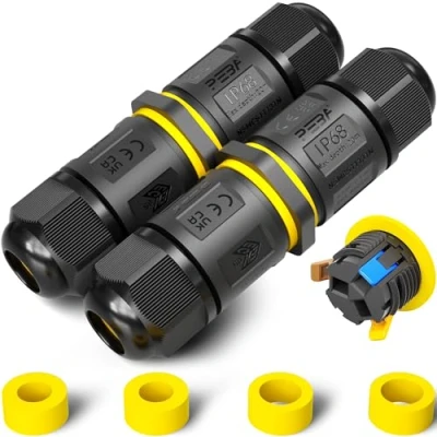 Abbildung von PEBA Kabelverbinder Wasserdicht 3 polig, IP68 Wasserdichte 4 12mm Kabeldurchmesser, Verteilerdose außen, Leiter, Verbindungsklemme mit Hebel für Outdoor, 2 Stück Abzweigdose Schwarz