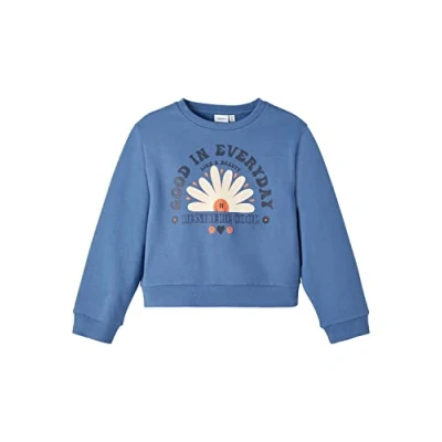 Abbildung von NAME IT Girl&#039;s NKFTIFFA LS Loose Short Sweat BRU Box Sweatshirt, Bijou Blue, 122/128